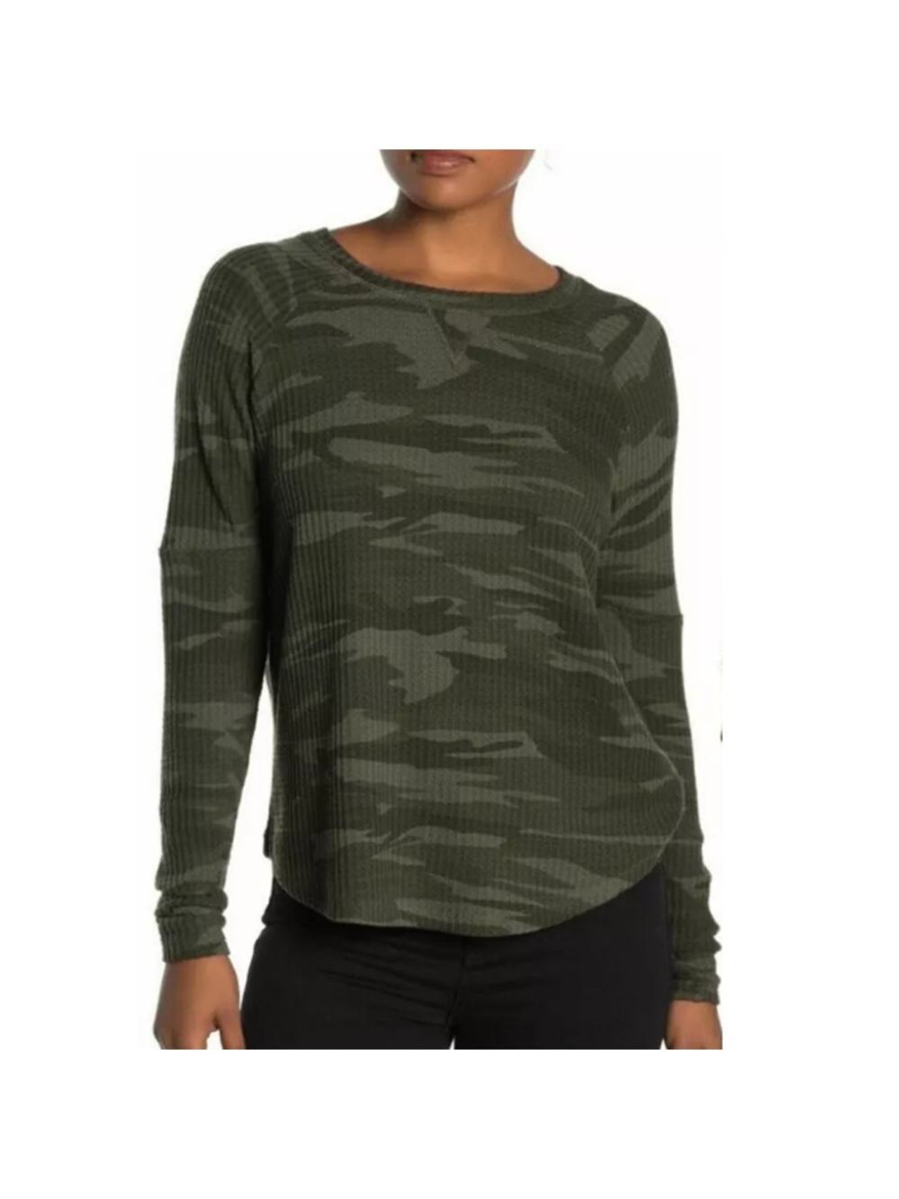 NEW SWEET ROMEO Camouflage Long Sleeve Pullover T-Shirt Size S